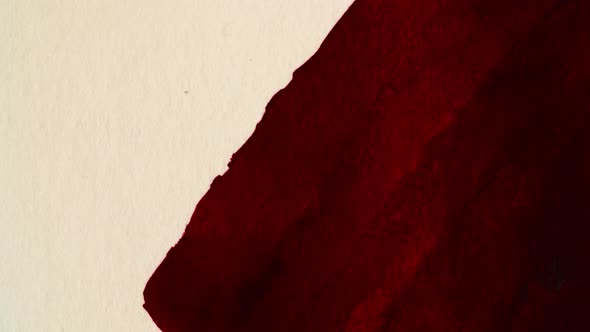 Red Color Paints Over the White Paper, Stop Motion Shot