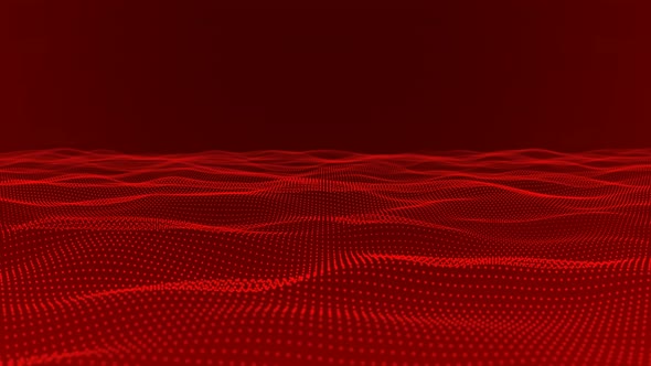 Abstract red color particle wave animation