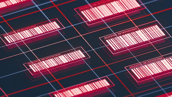 Loop animation of glowing bar codes alt