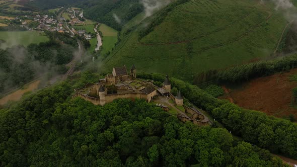 Bourscheid castle Luxembourg drone footage