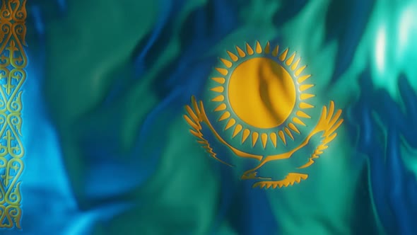 Kazakhstan Flag with Edge Bump