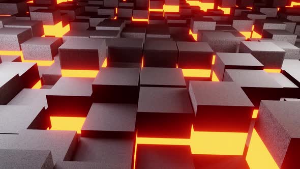 New Metal Cubes With Neon Light Vj Loop Background HD