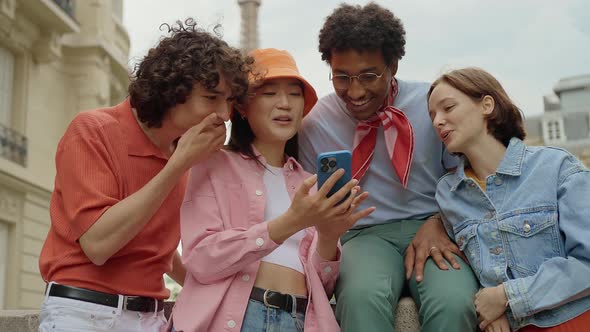 Group of teens in paris