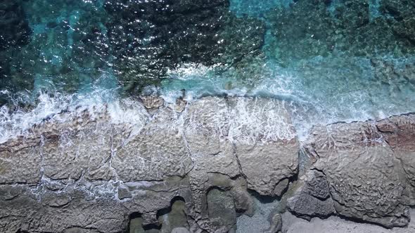 Aerial View Sea Near Coast  Closeup Coastal Seascape