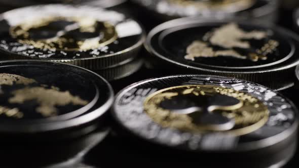 Rotating shot of Bitcoins 