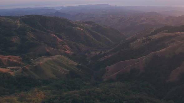 Rainforest landscape sunrise, Monteverde Cloud Forest, Costa Rica. Aerial drone view