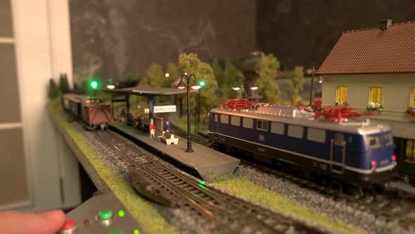 Close Up of Model Train in Miniature.