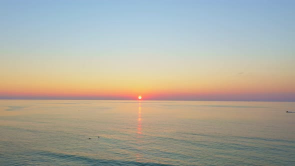 Aerial View Scenery Sky In Sunset Over The Sea.