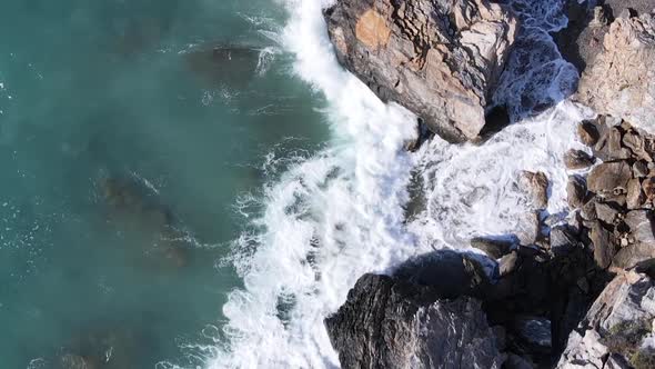 Sea Near the Coast  Closeup Aerial View of the Coastal Seascape