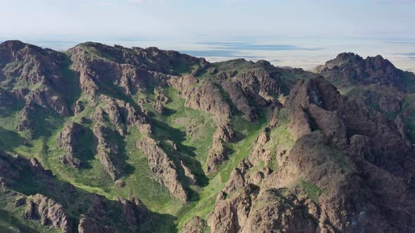 Aerial View of Mountains Landscape in Mongolia