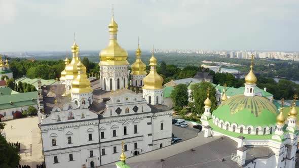 Magical Aerial View of the Kiev Pechersk Lavra Monastery