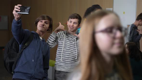 Joyful Classmates Posing for Group Photo at School