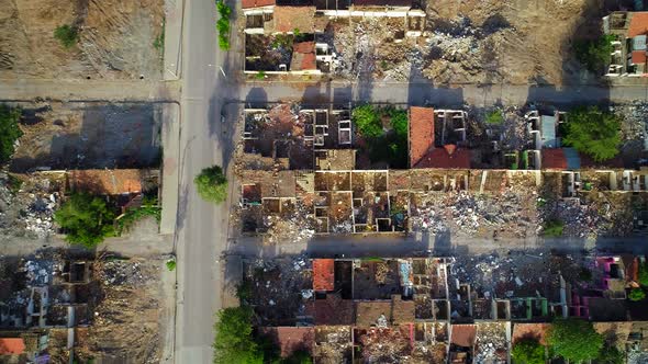 Aerial View Ruined House