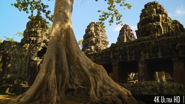 4K Ruins of Banteay Kdei Temple in Angkor, Siem Reap, Cambodia