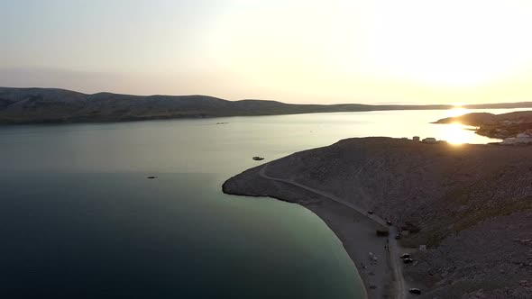 Peaceful dusk on Pag island, famous holiday destination in Croatia alt
