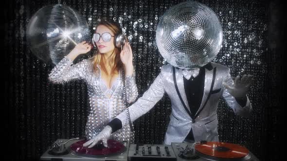 disco man woman sexy discoball glitterball party music dj