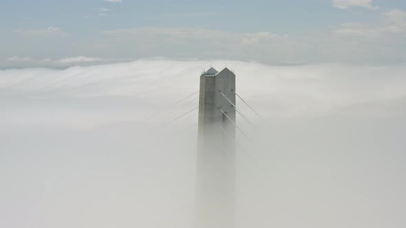 Aerial View of the Top of the Pylons of the Russian Bridge