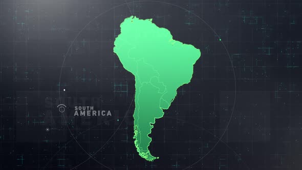 Digital Tech South America Map Front View
