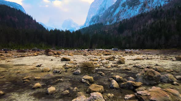 Beautiful Drone View on the Lake Gosausee with Mountains in Austria