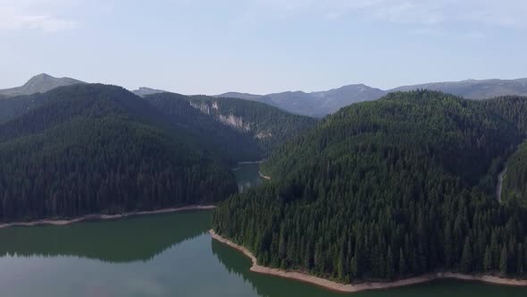 Lake And Forest In Bucegi Mountains, Aerial View
