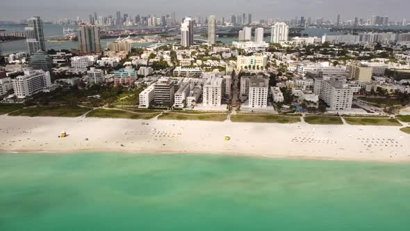 Downward Facing Side View Of Miami Beach Fl Aerial Clip