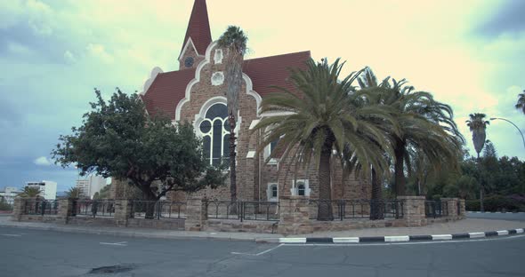 Gorgeous Christ Church in Windhoek, Namibia, view from the road, 4k