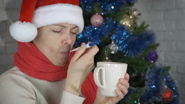 Quarantined Ill Female at Festive Christmas