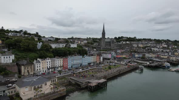 Cobh town Ireland drone aerial view