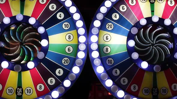 Light bulbs on a round colorful numbering in a casino