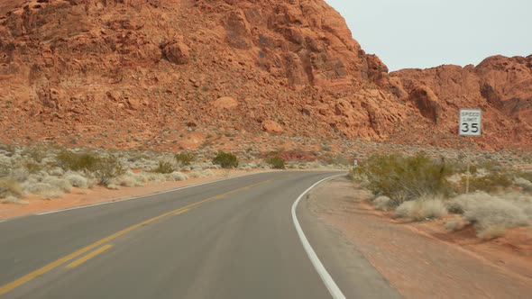 Road Trip Driving Auto in Valley of Fire Las Vegas Nevada USA