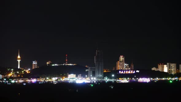 Time lapse of beautiful Pattaya city around sea ocean bay in Thailand