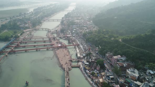 City of Haridwar state of Uttarakhand in India seen from the sky