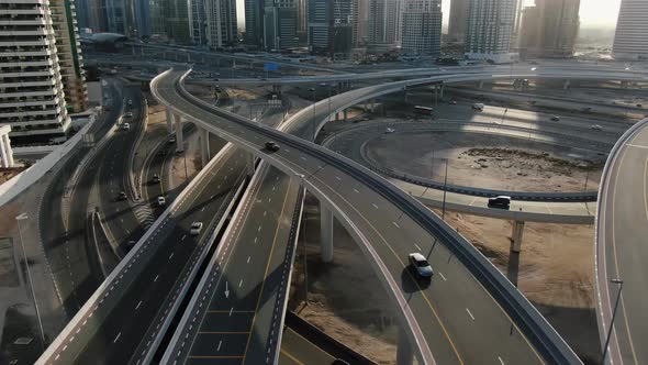 Busy Highway Intersection with Many Cars Passing Through Dubai Marina