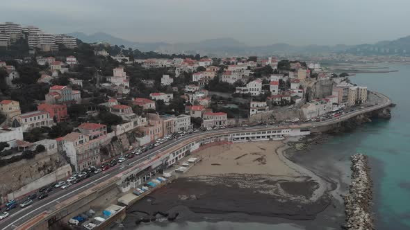 Flying over Marseille beautiful coastline. France 2020