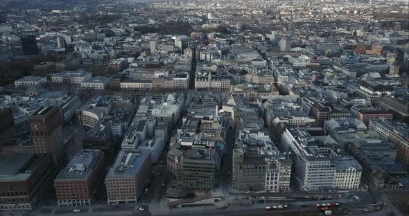 Wide Aerial shot of Oslo downtown centre, Norway