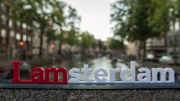 Timelapse of city and Amsterdam slogan