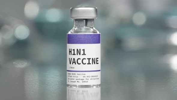 H1N1 vaccine vial in medical lab