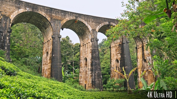 4K Nine Arch Bridge or Nine Arches Bridge located in Demodara, Ella, Sri Lanka