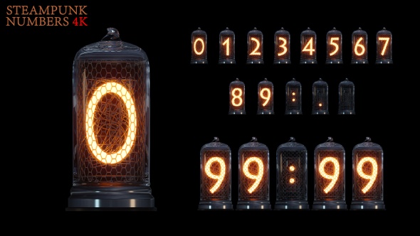 Steampunk Nixie Tube Numbers