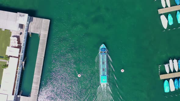 Tourist River Cruise from above