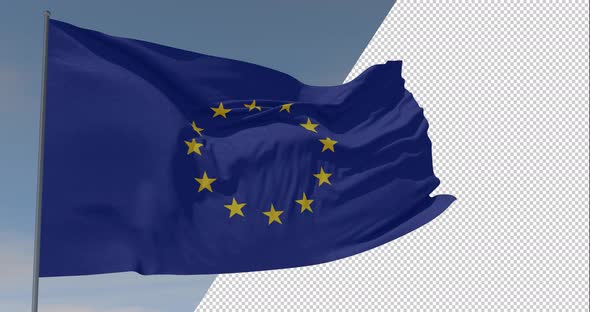 European Union flag patriotism national freedom, seamless loop, alpha channel