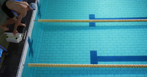 Swimmer training in a swimming pool