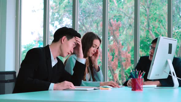 Angry Business Person Dispute Work Problem in Group Meeting