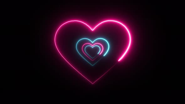 Neon Light Love Heart Shape