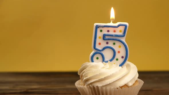 Cupcake With Number 5 Candle