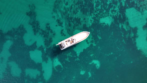 Sailing Yacht Sails to Sea Aerial View 4 K