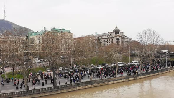 Walking Demonstration In Tbilisi Streets On 9th April, 2021