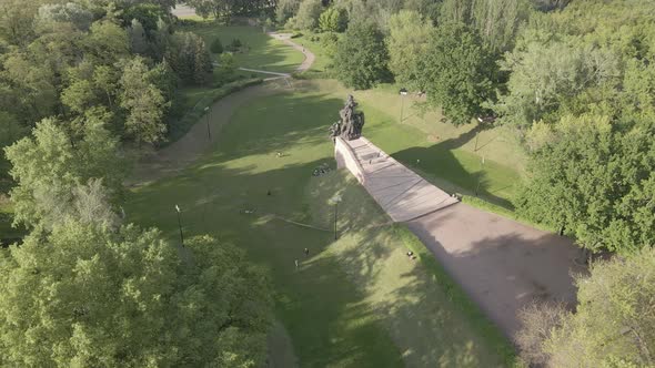 Kyiv, Ukraine: Babi Yar. Memorial Mass Murder of Jews. Aerial View, Flat,gray