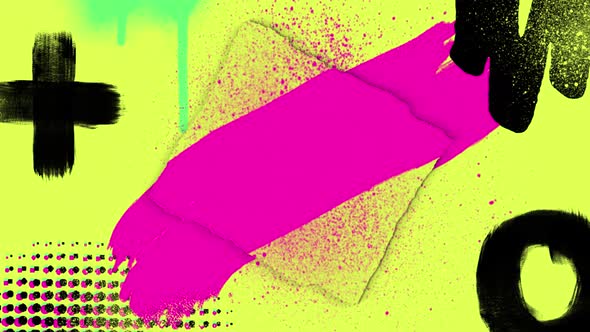 Animation of retro hypnotic motion of multiple bright black and pink painted and sprayed cross alt