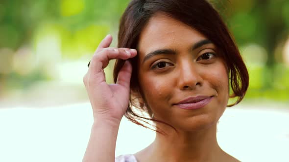 Portrait of Happy Smiling Indian Woman Outdoors